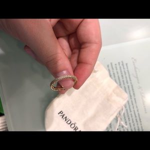 Hearts of Pandora ring, clear CZ & 14K gold